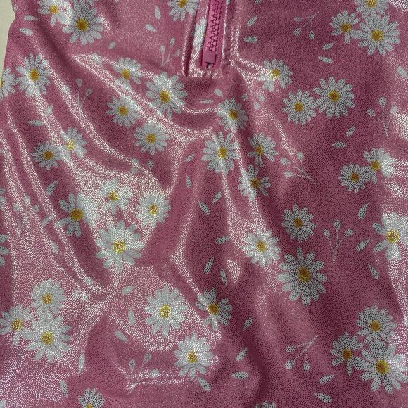 Real Love Baby Girls Shimmer Daisy Rashguard One Piece Pink Swimsuit 0-3 MO New - Picture 3 of 7